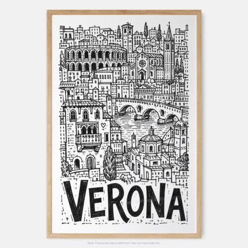 01 - Verona City Art - Pencil Style Art Print - Main - Vertical.jpg