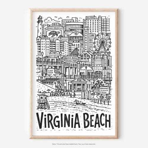 01 - Virginia Beach City Art - Pencil Style Art - Digital Download - Main.jpg