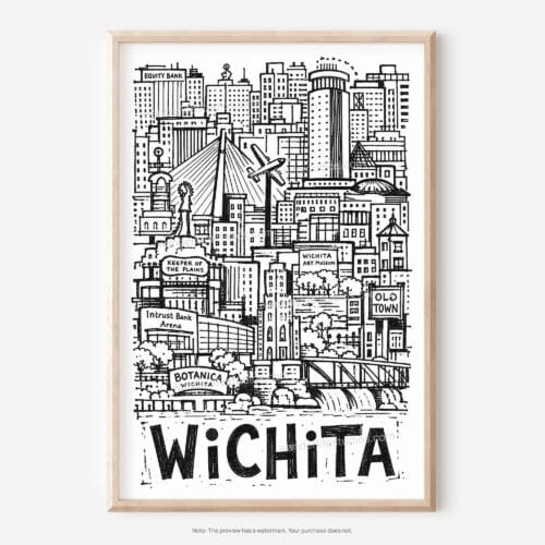 01 - Wichita City Art - Pencil Style Art - Digital Download - Main.jpg