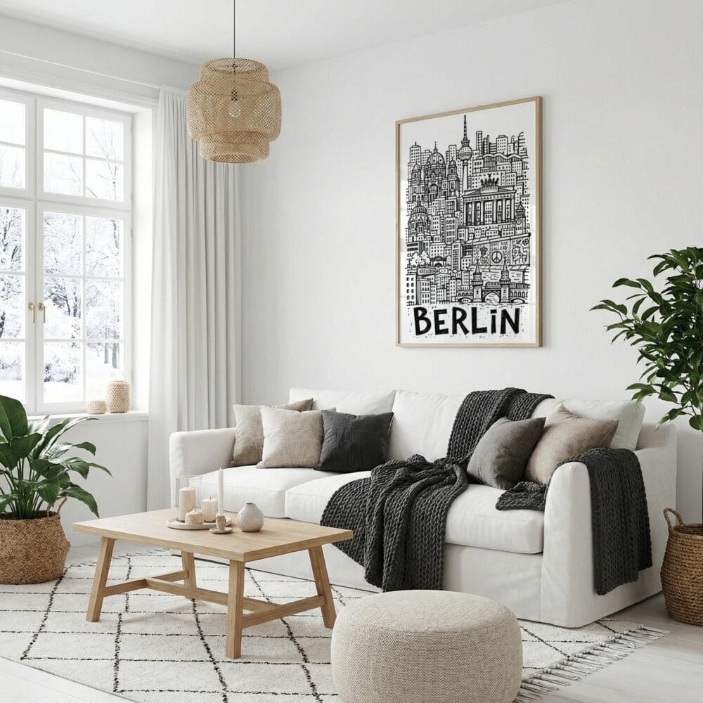 02 - Berlin City Art - Pencil Style Art Print with Natural Wood Frame - Vertical.jpg 02 - Berlin City Art - Pencil Style Art Print with Natural Wood Frame - Vertical.jpg