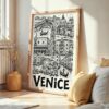 02 - Frame Venice City Art - Pencil Style art print leaning against wall on floor - Vertical.jpg