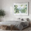 02 - Large Costa Rica Arenal Volcano Watercolor - Horizontal-36x24 Art Print in Bedroom with Silver Metal Frame.jpg