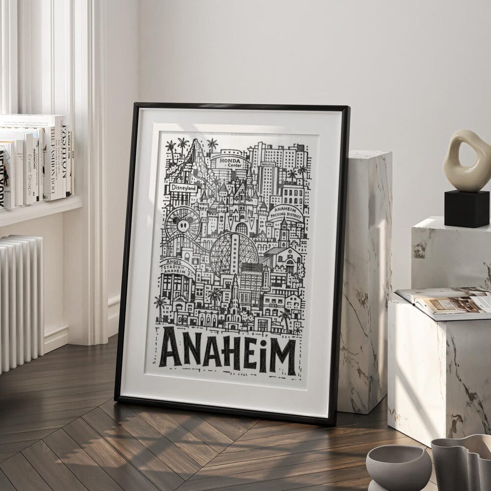 03 - Anaheim City Art - Pencil Style Art - Digital Download - Frame Standing on floor.jpg 03 - Anaheim City Art - Pencil Style Art - Digital Download - Frame Standing on floor.jpg