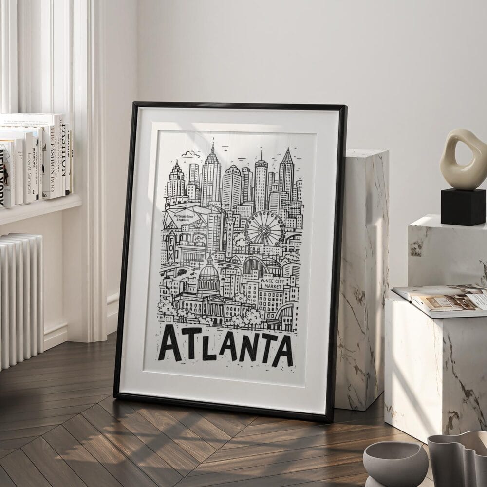 03 - Atlanta City Art - Pencil Style Art - Digital Download - Frame Standing on floor.jpg 03 - Atlanta City Art - Pencil Style Art - Digital Download - Frame Standing on floor.jpg