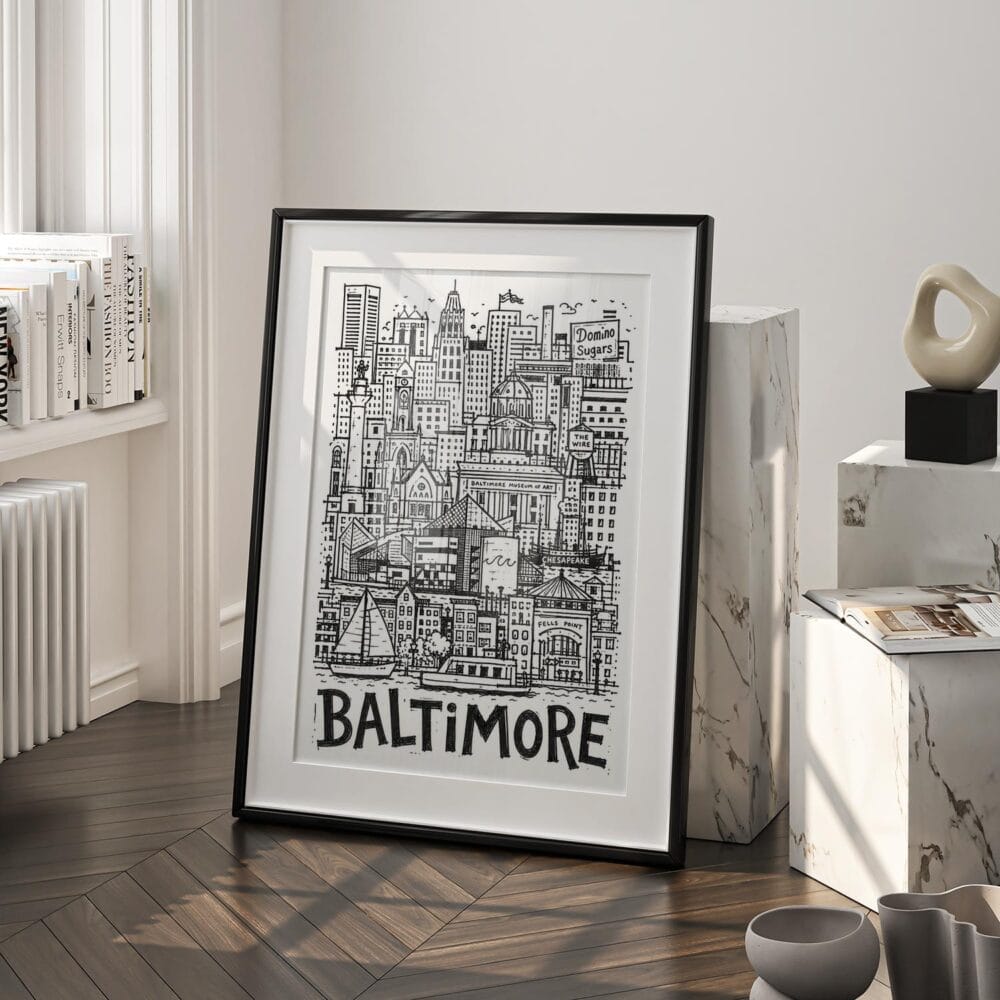 03 - Baltimore City Art - Pencil Style Art - Digital Download - Frame Standing on floor.jpg 03 - Baltimore City Art - Pencil Style Art - Digital Download - Frame Standing on floor.jpg