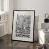 03 - Baltimore City Art - Pencil Style Art - Digital Download - Frame Standing on floor.jpg