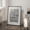 03 - Beijing City Art - Pencil Style Art - Digital Download - Frame Standing on floor.jpg
