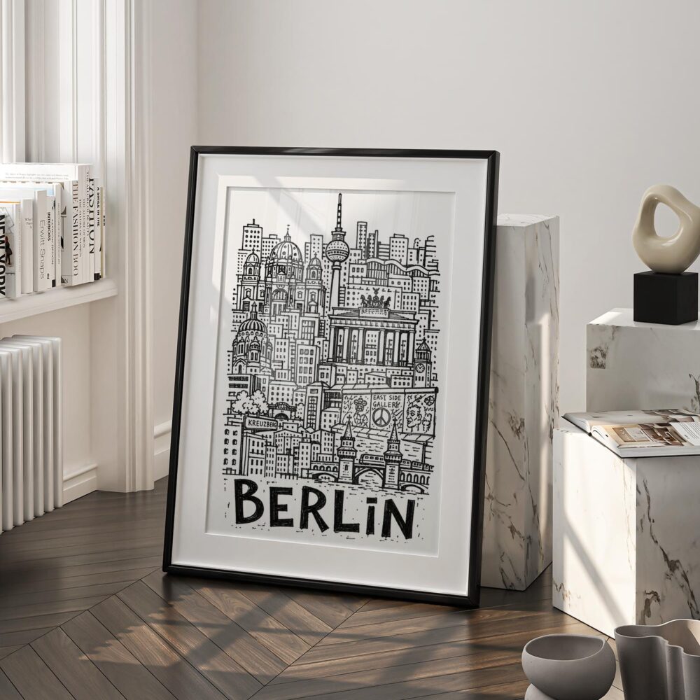 03 - Berlin City Art - Pencil Style Art - Digital Download - Frame Standing on floor.jpg 03 - Berlin City Art - Pencil Style Art - Digital Download - Frame Standing on floor.jpg