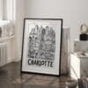 03 - Charlotte City Art - Pencil Style Art - Digital Download - Frame Standing on floor.jpg