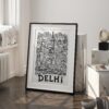 03 - Delhi City Art - Pencil Style Art - Digital Download - Frame Standing on floor.jpg