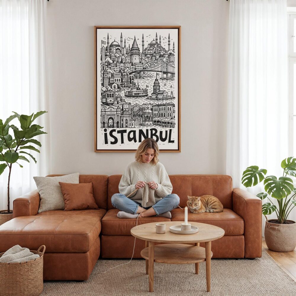 03 - Framed Istanbul City Art - Pencil Style Canvas Print - Woman Knitting - Vertical.jpg 03 - Framed Istanbul City Art - Pencil Style Canvas Print - Woman Knitting - Vertical.jpg