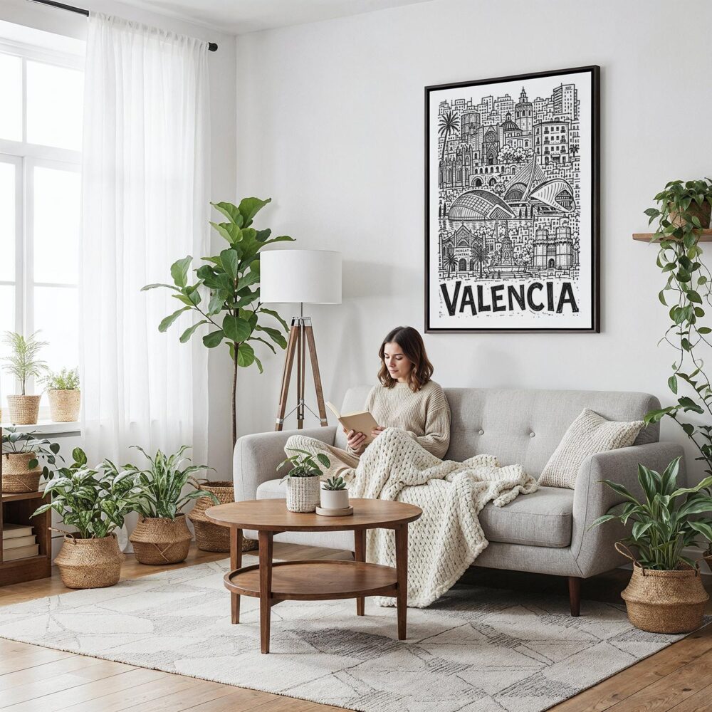03 - Framed Valencia City Art - Pencil Style Canvas Print - Woman reading on couch - Vertical.jpg 03 - Framed Valencia City Art - Pencil Style Canvas Print - Woman reading on couch - Vertical.jpg