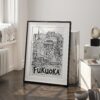 03 - Fukuoka City Art - Pencil Style Art - Digital Download - Frame Standing on floor.jpg