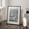 03 - Honolulu City Art - Pencil Style Art - Digital Download - Frame Standing on floor.jpg