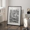 03 - Istanbul City Art - Pencil Style Art - Digital Download - Frame Standing on floor.jpg