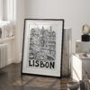 03 - Lisbon City Art - Pencil Style Art - Digital Download - Frame Standing on floor.jpg
