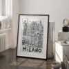 03 - Milano City Art - Pencil Style Art - Digital Download - Frame Standing on floor.jpg