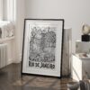 03 - Rio de Janeiro City Art - Pencil Style Art - Digital Download - Frame Standing on floor.jpg