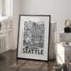 03 - Seattle City Art - Pencil Style Art - Digital Download - Frame Standing on floor.jpg
