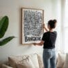 03 - Woman Hanging Framed Bangkok City Art - Pencil Style Art Print - Vertical.jpg