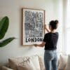 03 - Woman Hanging Framed London City Art - Pencil Style Art Print - Vertical.jpg