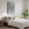 04 - Black Framed Osaka City Art - Pencil Style Canvas Print - Bedroom - Vertical.jpg