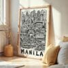 04 - Frame Manila City Art - Pencil Style art print leaning against wall on floor - Vertical.jpg
