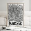 04 - Framed Bangkok City Art - Pencil Style Art Print leaning against couch - Vertical.jpg