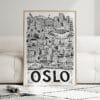 04 - Framed Oslo City Art - Pencil Style Art Print leaning against couch - Vertical.jpg