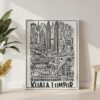 04 - Kuala Lumpur City Art - Pencil Style Canvas Print with White Floater Frame - Standing on Floor - Vertical.jpg