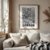 04 - London City Art - Pencil Style Art Print with Vintage Wood Frame - Vertical.jpg