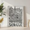 04 - Seville City Art - Pencil Style Canvas Print with White Floater Frame - Standing on Floor - Vertical.jpg