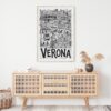 04 - Verona City Art - Pencil Style Art Print Hanging above Shelf - Vertical.jpg