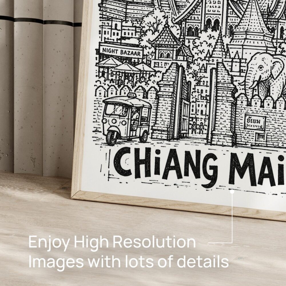 05 - Chiang Mai City Art - Pencil Style Art - Digital Download - Detail Zoom.jpg 05 - Chiang Mai City Art - Pencil Style Art - Digital Download - Detail Zoom.jpg