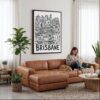 05 - Framed Brisbane City Art - Pencil Style2 Canvas Print - Woman Knitting on leather couch - Vertical.jpg