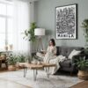 05 - Framed Manila City Art - Pencil Style Canvas Print - Woman reading in Boho Living Room - Vertical.jpg