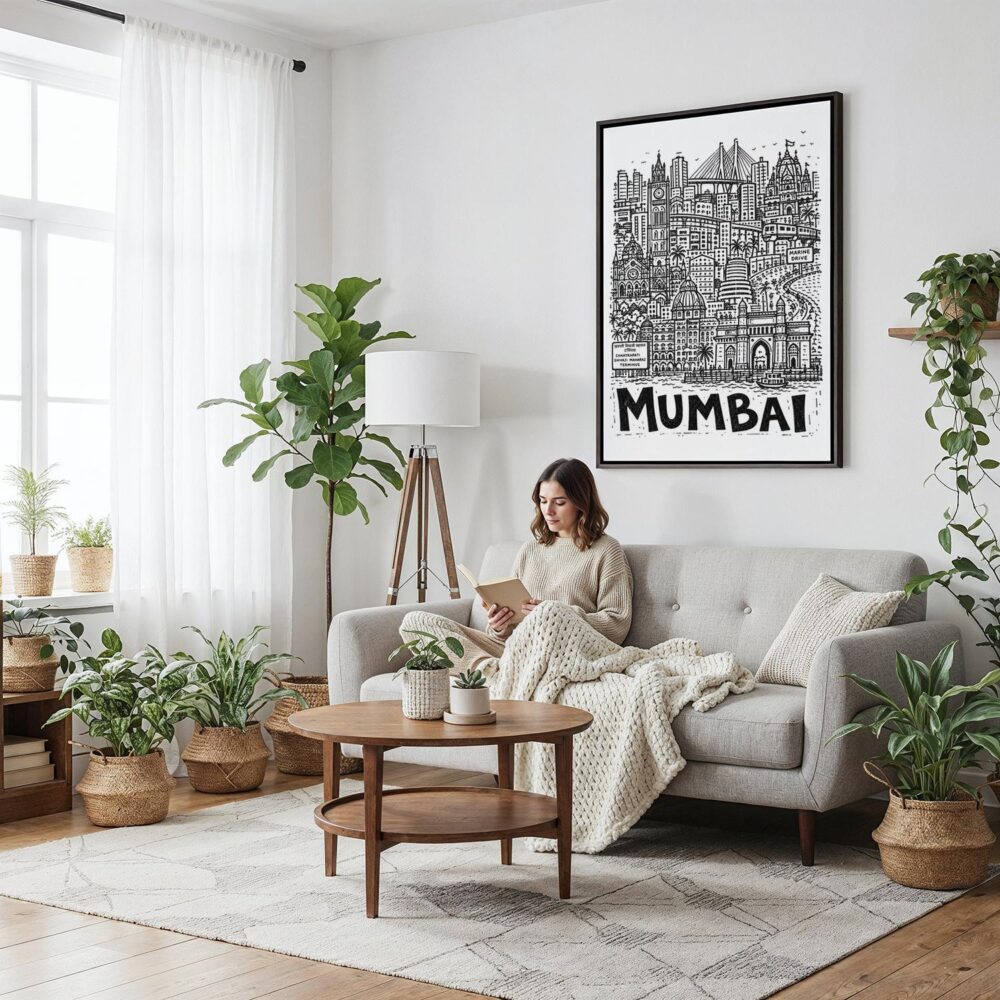 05 - Framed Mumbai City Art - Pencil Style Canvas Print - Woman reading on couch - Vertical.jpg 05 - Framed Mumbai City Art - Pencil Style Canvas Print - Woman reading on couch - Vertical.jpg