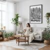 05 - Framed Mumbai City Art - Pencil Style Canvas Print - Woman reading on couch - Vertical.jpg
