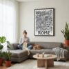 05 - Framed Rome City Art - Pencil Style Canvas Print - Woman Knitting on grey couch - Vertical.jpg
