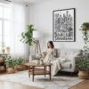 05 - Framed Shanghai City Art - Pencil Style Canvas Print - Woman reading on couch - Vertical.jpg
