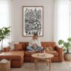 05 - Framed Taipei City Art - Pencil Style Canvas Print - Woman Knitting - Vertical.jpg
