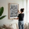 05 - Woman Hanging Framed Hiroshima City Art - Pencil Style Art Print - Vertical.jpg