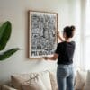 05 - Woman Hanging Framed Melbourne City Art - Pencil Style Art Print - Vertical.jpg