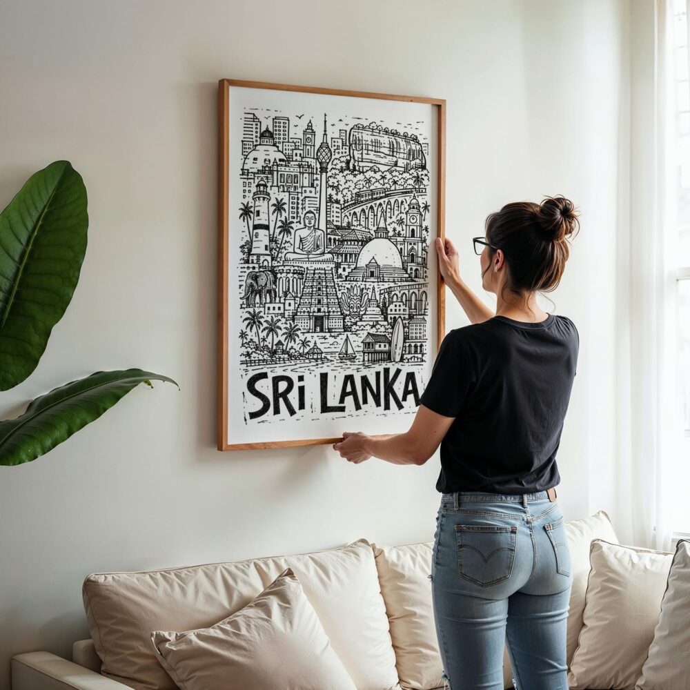 05 - Woman Hanging Framed Sri Lanka Travel Art - Pencil Style Art Print - Vertical.jpg 05 - Woman Hanging Framed Sri Lanka Travel Art - Pencil Style Art Print - Vertical.jpg