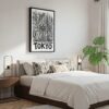06 - Black Framed Tokyo City Art - Pencil Style Canvas Print - Bedroom - Vertical.jpg