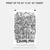 06 - Chiang Mai City Art - Pencil Style Art - Digital Download - Print Size.jpg