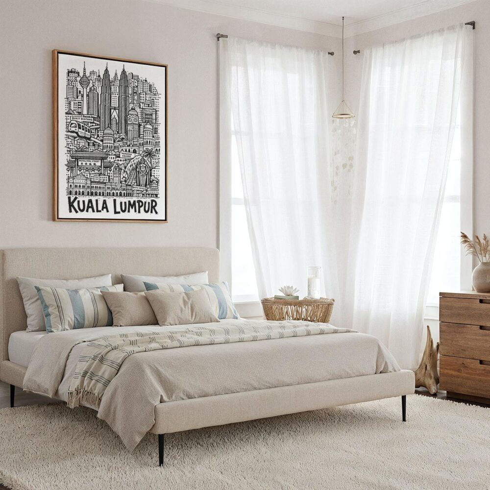 06 - Framed Kuala Lumpur City Art - Pencil Style Canvas Print - Coastal Bedroom - Vertical.jpg 06 - Framed Kuala Lumpur City Art - Pencil Style Canvas Print - Coastal Bedroom - Vertical.jpg