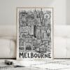 06 - Framed Melbourne City Art - Pencil Style Art Print leaning against couch - Vertical.jpg