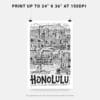 06 - Honolulu City Art - Pencil Style Art - Digital Download - Print Size.jpg