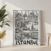 06 - Istanbul City Art - Pencil Style Canvas Print with White Floater Frame - Standing on Floor - Vertical.jpg